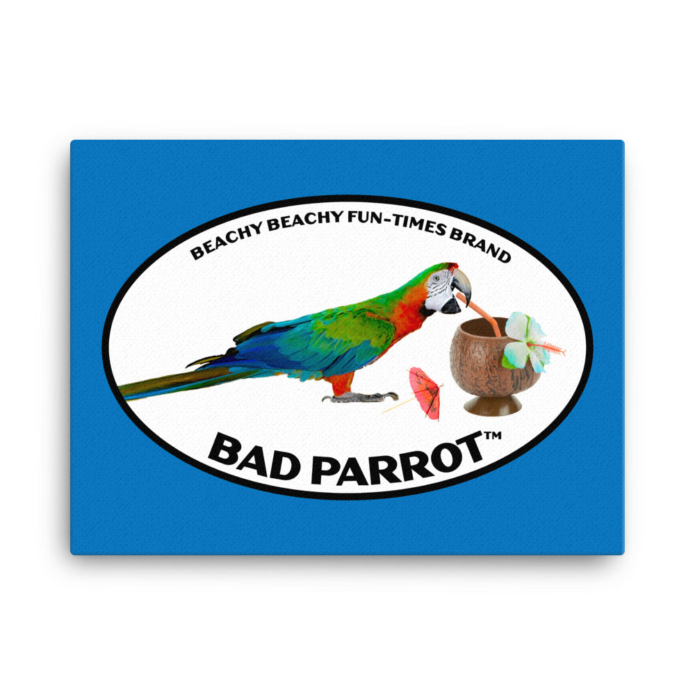 Bad Parrot with Coconut Cup Boat Drink Canvas Wall Art