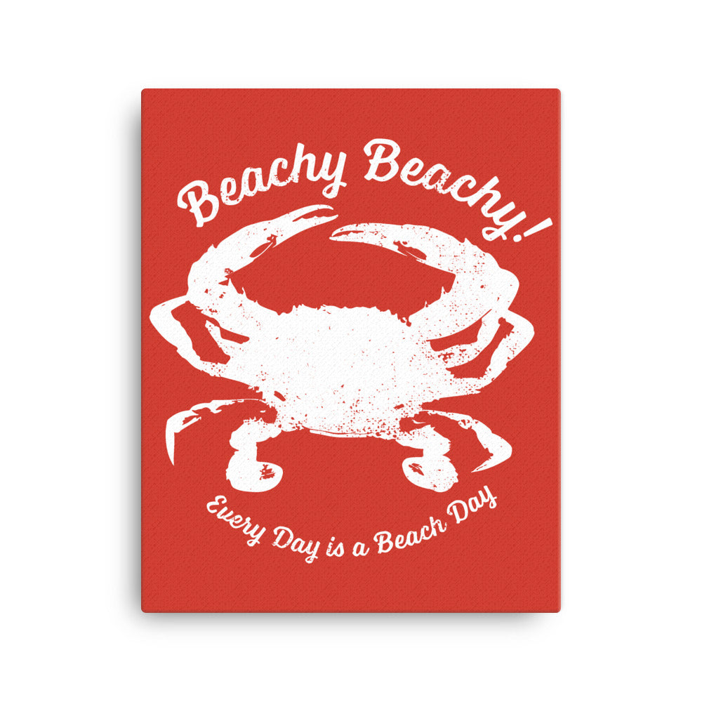 Beachy Beachy Vintage Crab on Red Canvas Wall Art