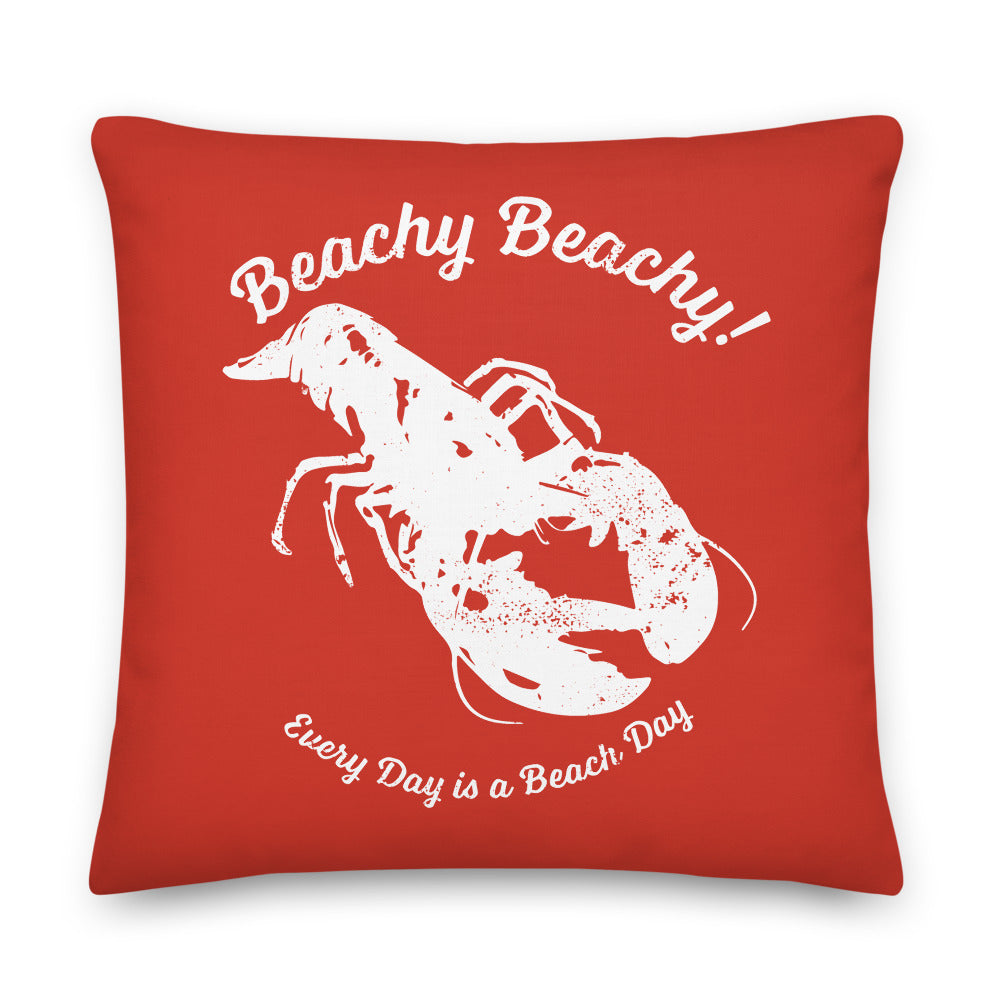 Beachy Beachy Vintage Lobster on Red Pillow - 2-Sided Print