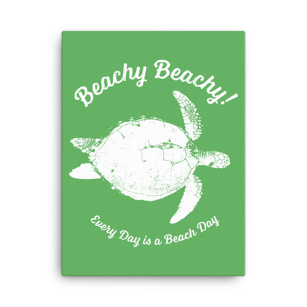 Beachy Beachy Vintage Sea Turtle on Green Canvas Wall Art
