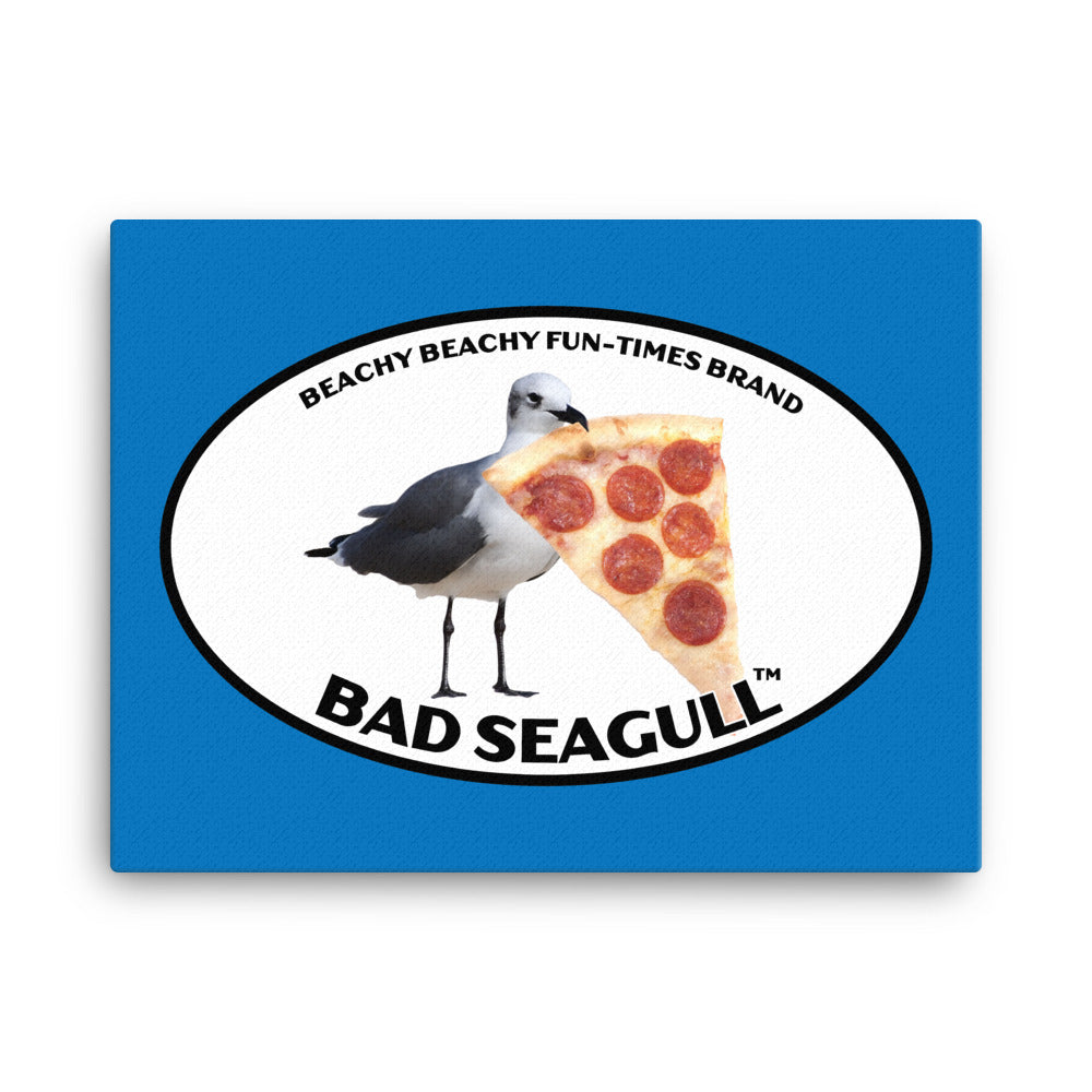 Bad Seagull with Pizza Canvas Wall Art