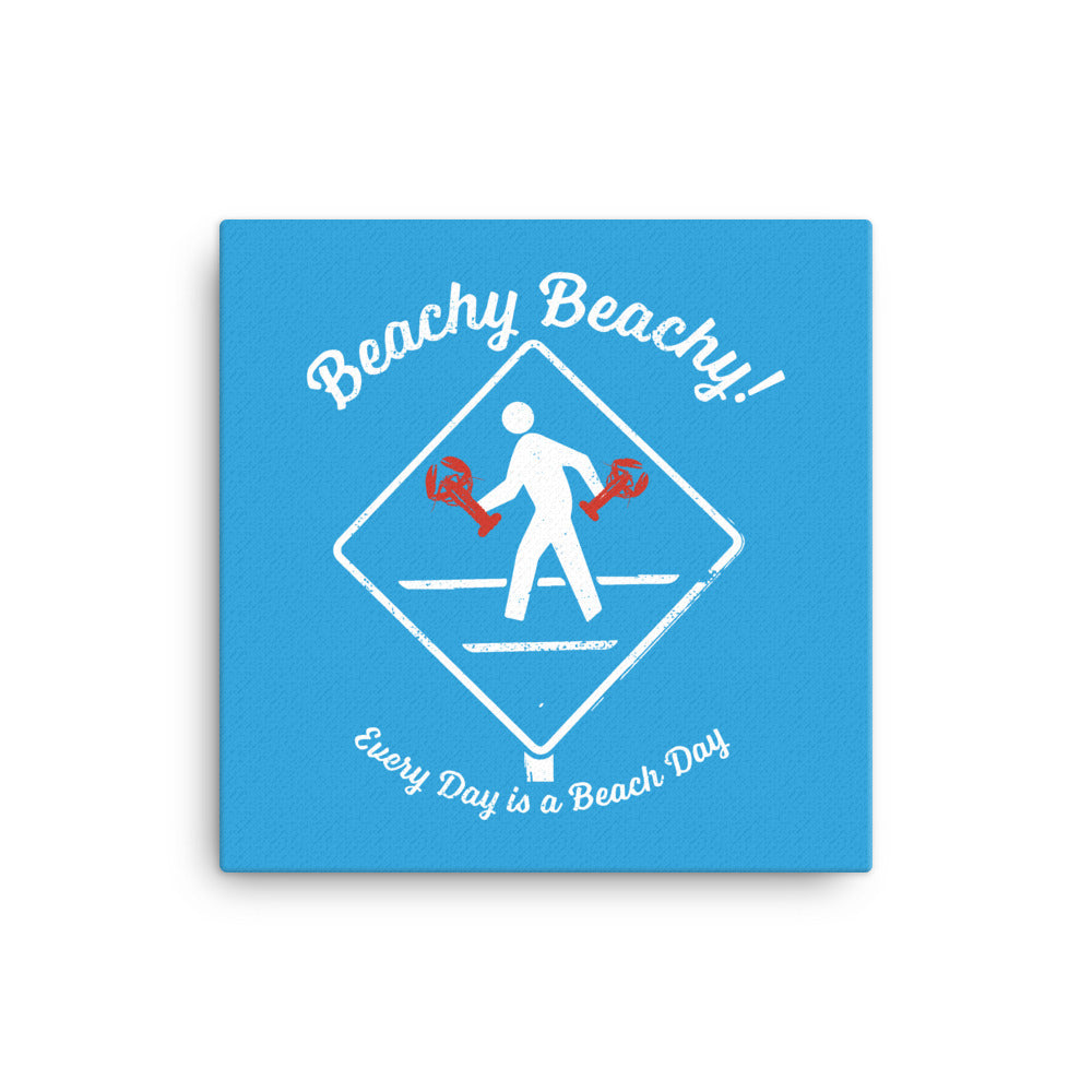 Beachy Beachy Vintage Lobsterman Crossing on Blue Canvas Wall Art