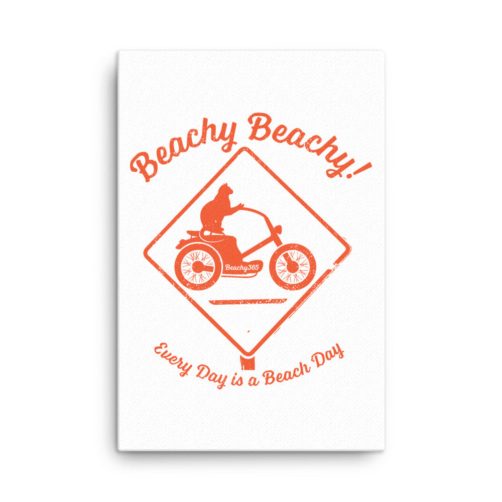 Beachy Beachy Vintage Scooter-Cat Crossing Canvas Wall Art