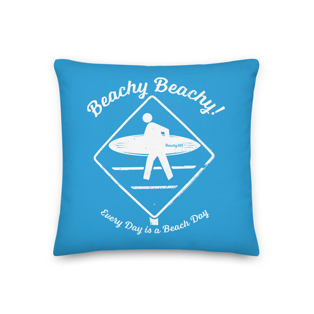 Beachy Beachy Vintage Surfer Crossing on Blue Pillow - 2-Sided Print