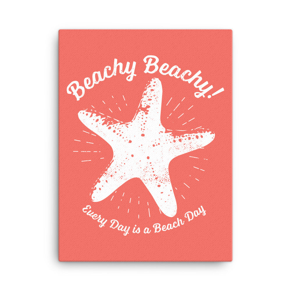 Beachy Beachy Vintage Lucky Starfish on Coral Canvas Wall Art