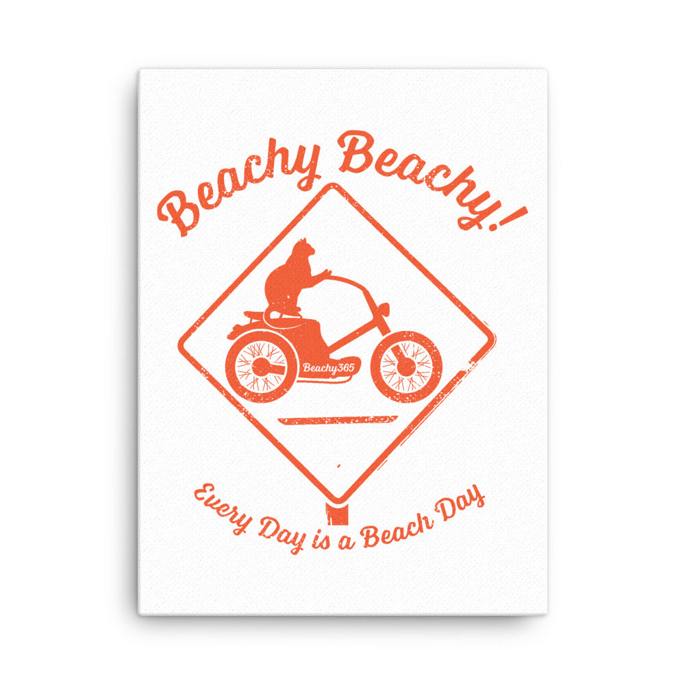 Beachy Beachy Vintage Scooter-Cat Crossing Canvas Wall Art