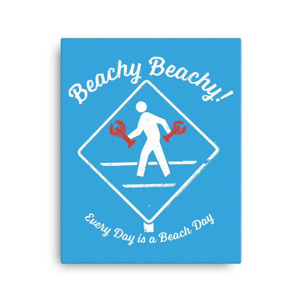 Beachy Beachy Vintage Lobsterman Crossing on Blue Canvas Wall Art