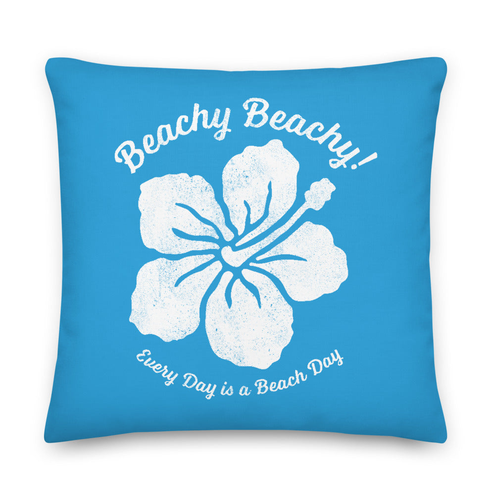 Beachy Beachy Vintage Tropical Flower on Blue Pillow - 2-Sided Print