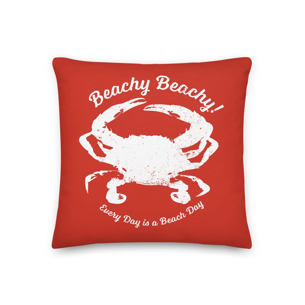 Beachy Beachy Vintage Crab on Red Pillow - 2-Sided Print