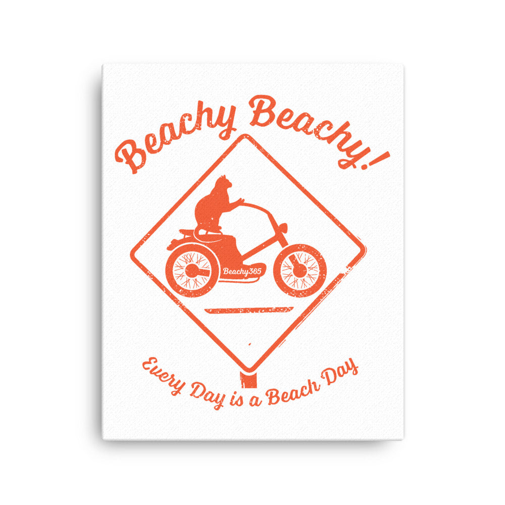 Beachy Beachy Vintage Scooter-Cat Crossing Canvas Wall Art