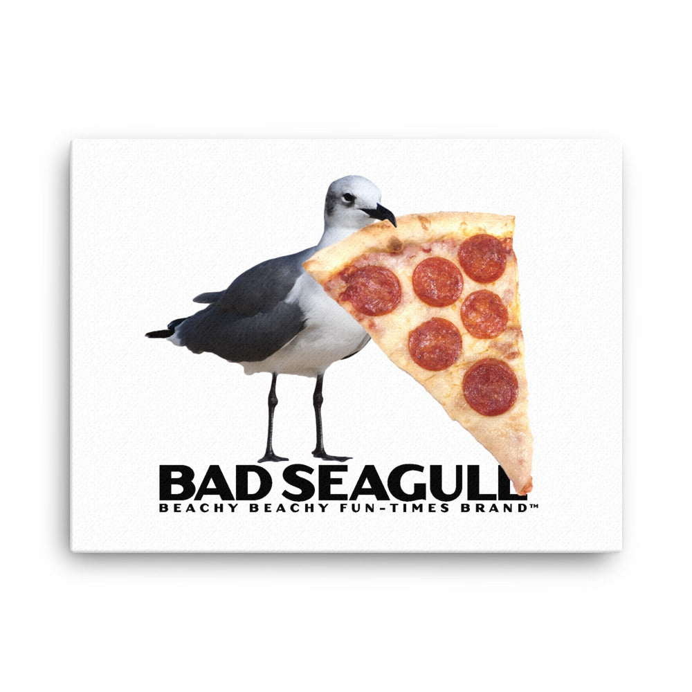 Bad Seagull Jumbo Pizza Logo Canvas Wall Art