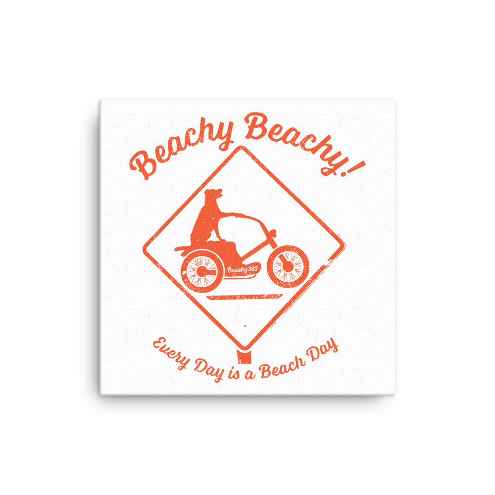 Beachy Beachy Vintage Scooter-Dog Crossing Canvas Wall Art