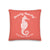 Beachy Beachy Vintage Seahorse on Coral Pillow - 2-Sided Print