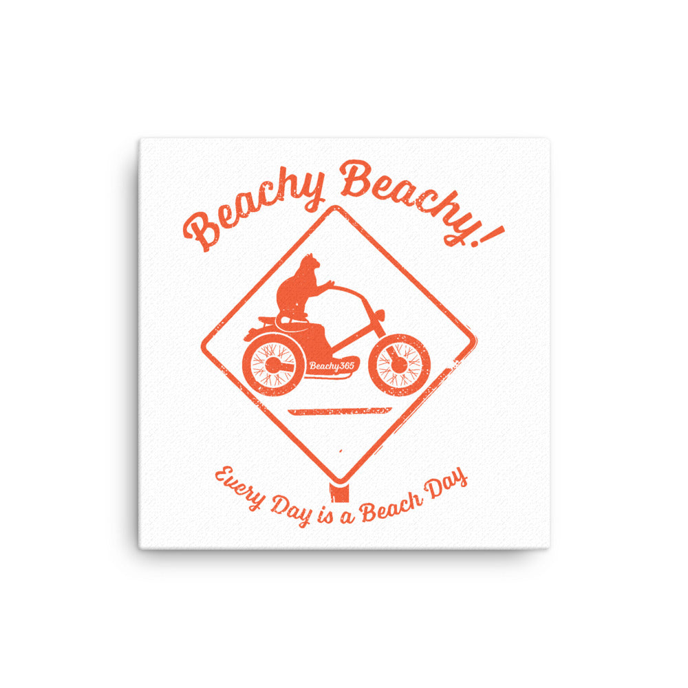 Beachy Beachy Vintage Scooter-Cat Crossing Canvas Wall Art