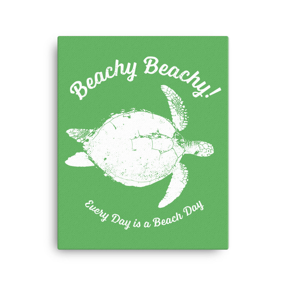 Beachy Beachy Vintage Sea Turtle on Green Canvas Wall Art