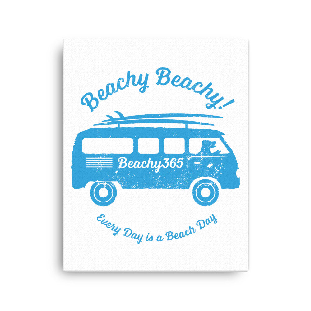 Beachy Beachy Vintage Surfbus Dog Canvas Wall Art