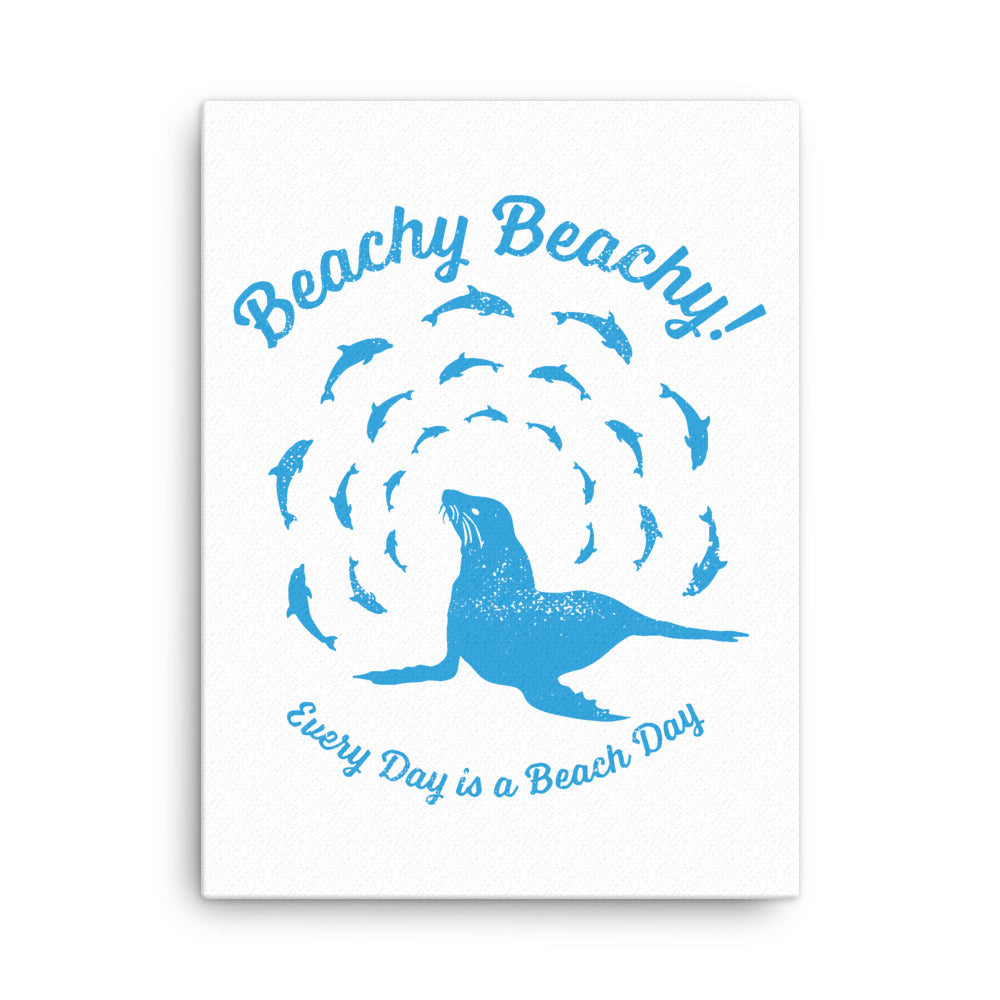 Beachy Beachy Vintage Seal and Dolphins Canvas Wall Art