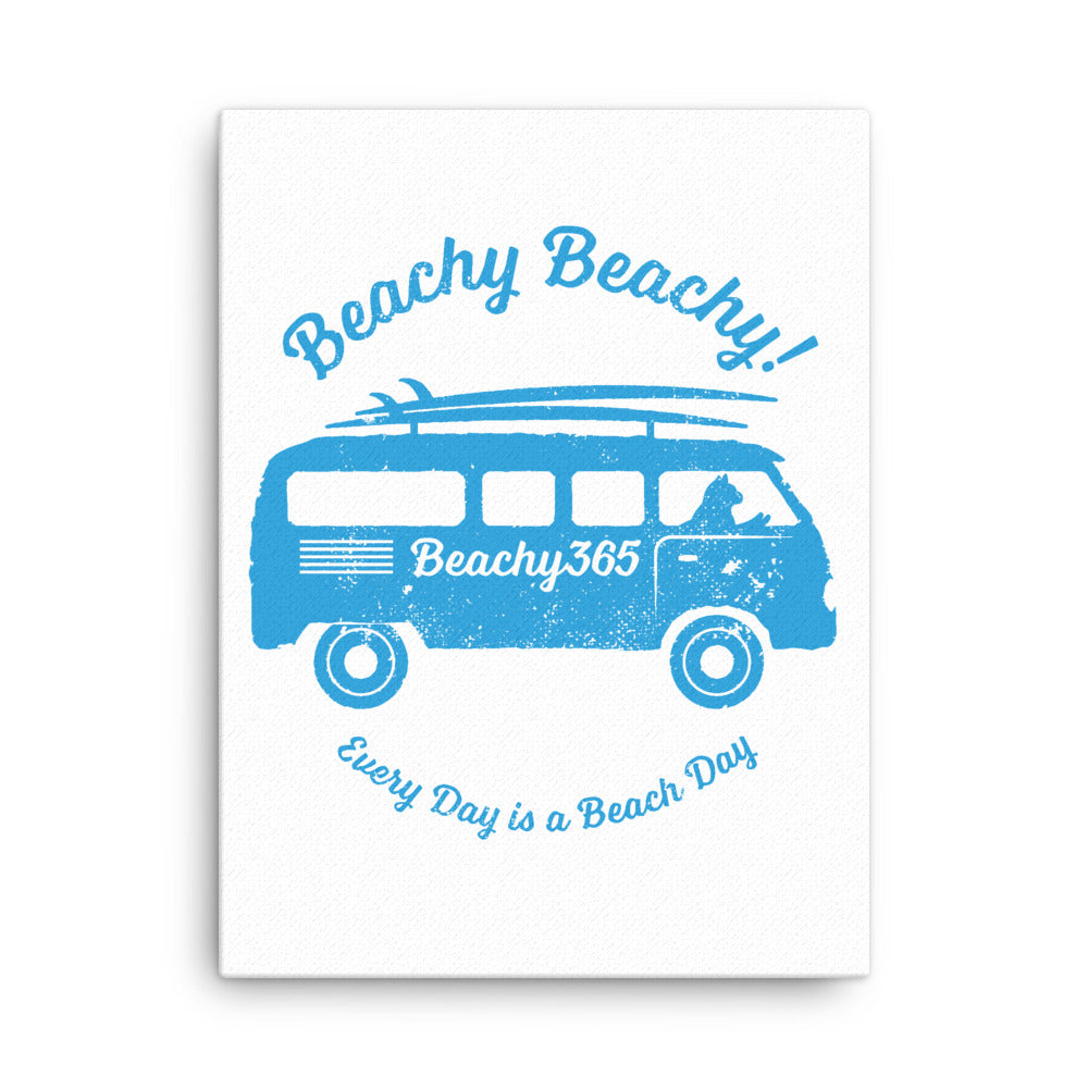 Beachy Beachy Vintage Surfbus Cat Canvas Wall Art