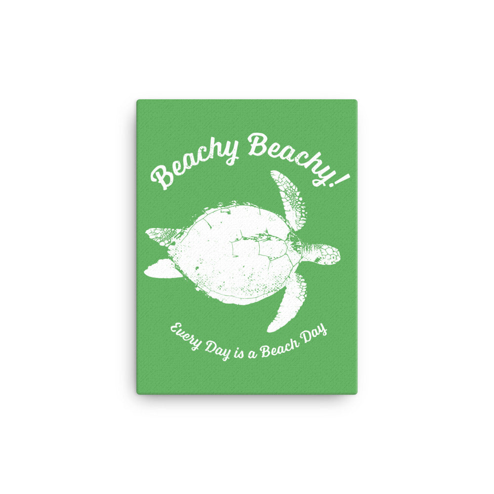 Beachy Beachy Vintage Sea Turtle on Green Canvas Wall Art