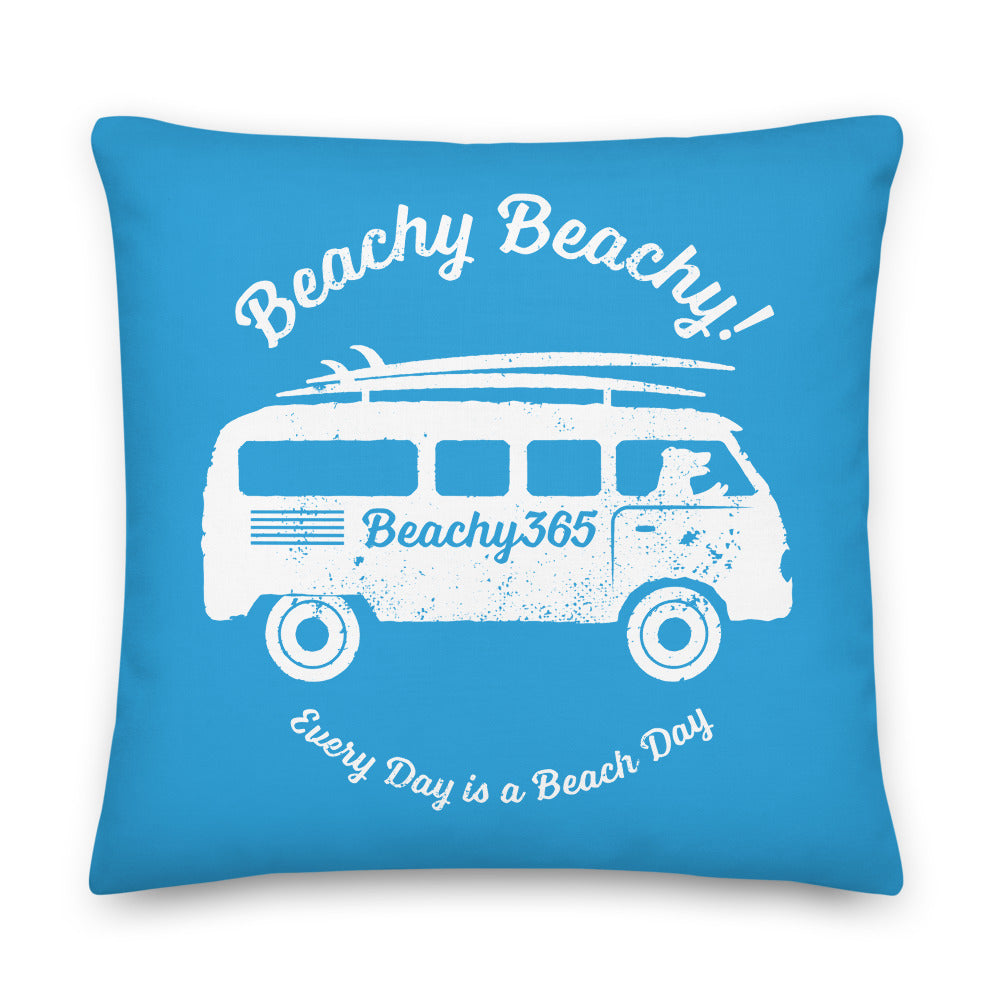 Beachy Beachy Vintage Surfbus Dog on Blue Pillow - 2-Sided Pillow