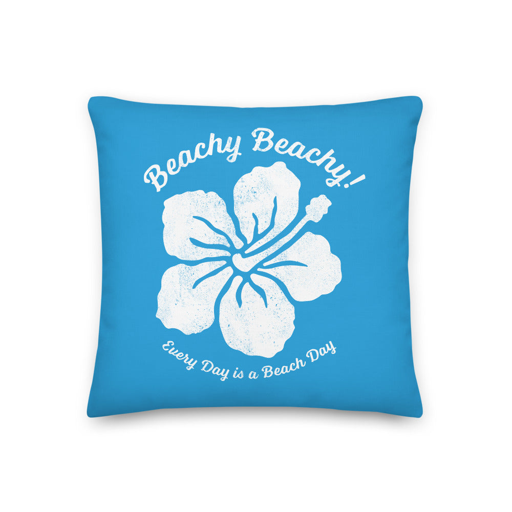 Beachy Beachy Vintage Tropical Flower on Blue Pillow - 2-Sided Print