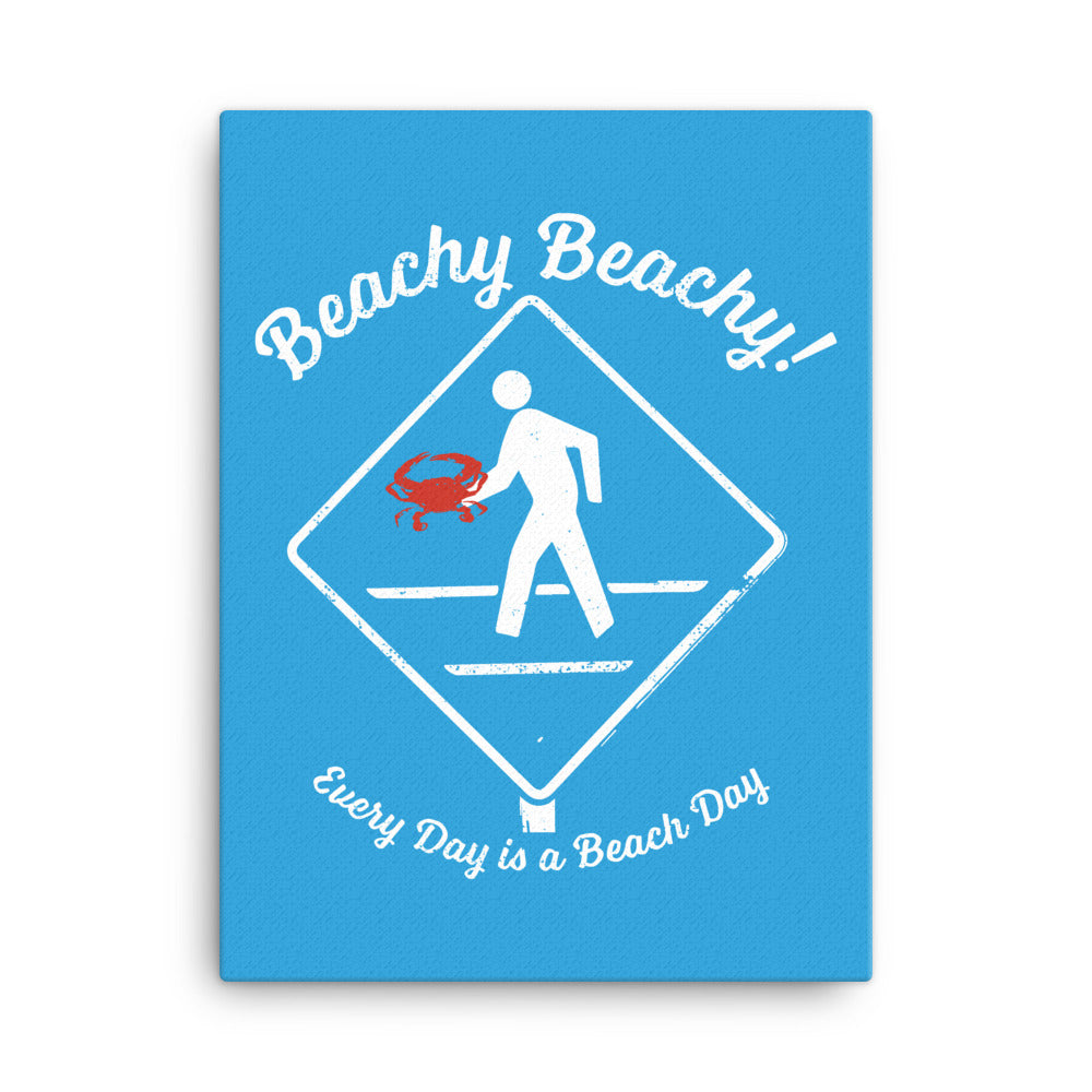 Beachy Beachy Vintage Crabber Crossing on Blue Canvas Wall Art