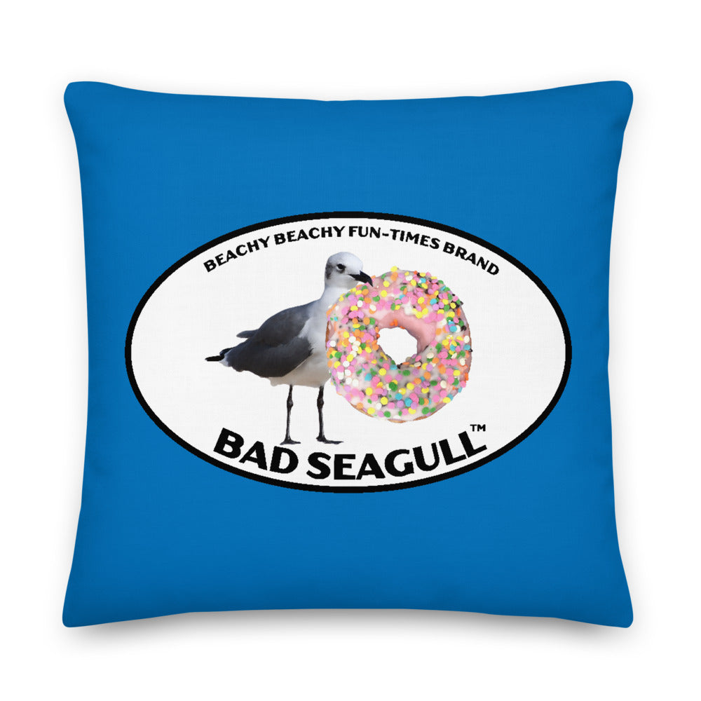 Bad Seagull with Doughnut Pillow - 2-Sided Print