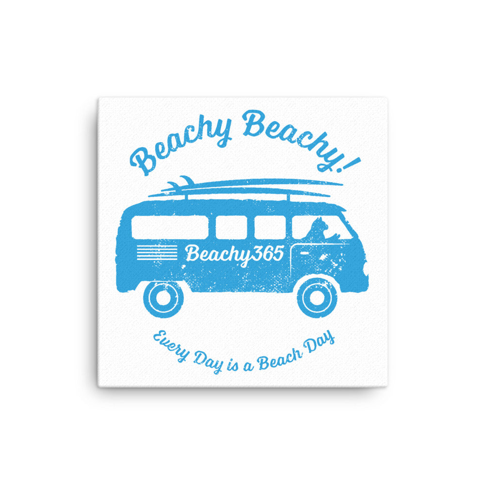 Beachy Beachy Vintage Surfbus Cat Canvas Wall Art