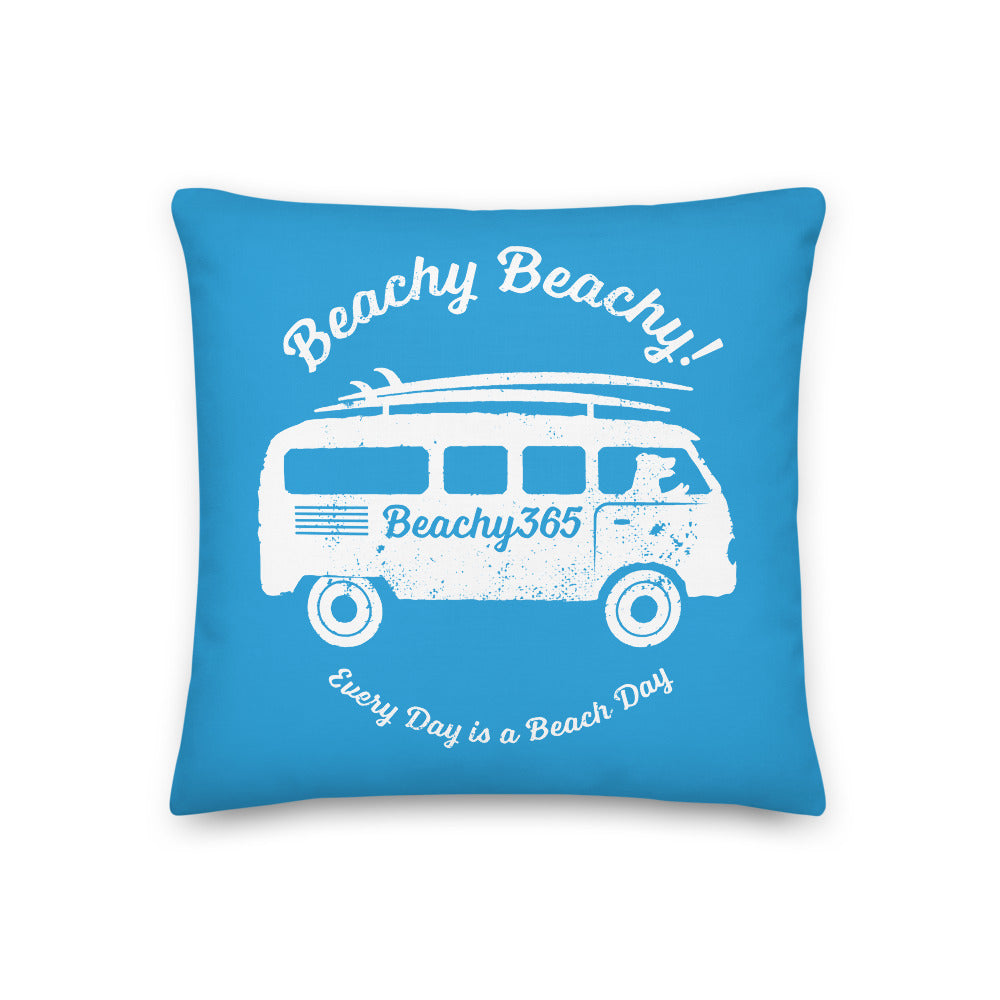 Beachy Beachy Vintage Surfbus Dog on Blue Pillow - 2-Sided Pillow