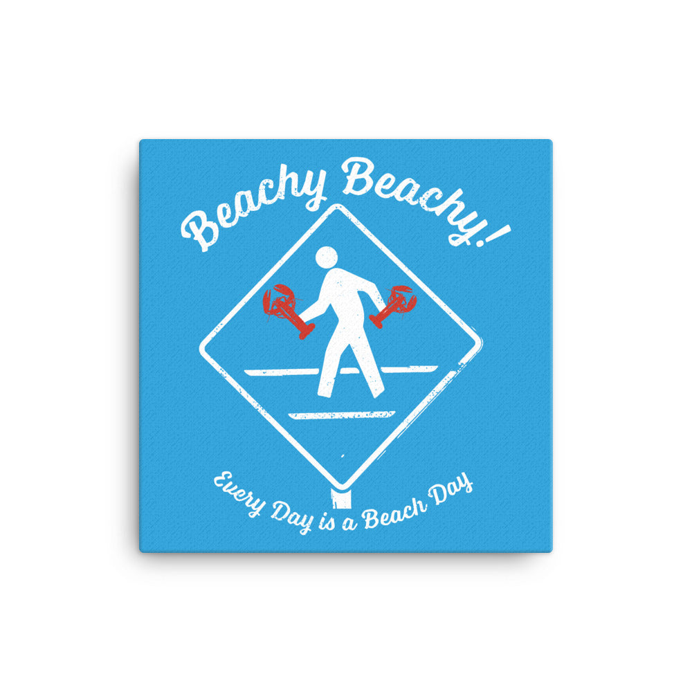 Beachy Beachy Vintage Lobsterman Crossing on Blue Canvas Wall Art