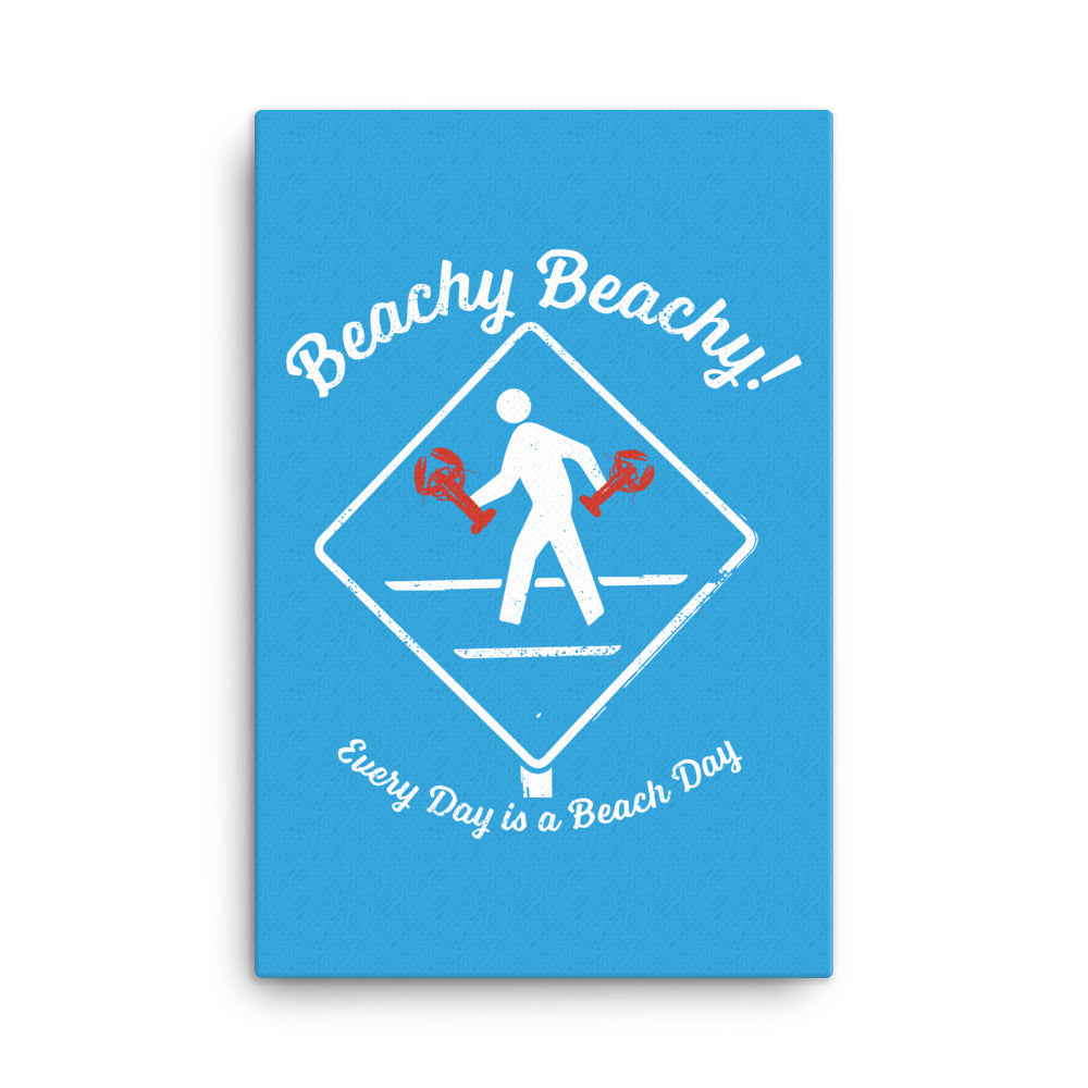 Beachy Beachy Vintage Lobsterman Crossing on Blue Canvas Wall Art