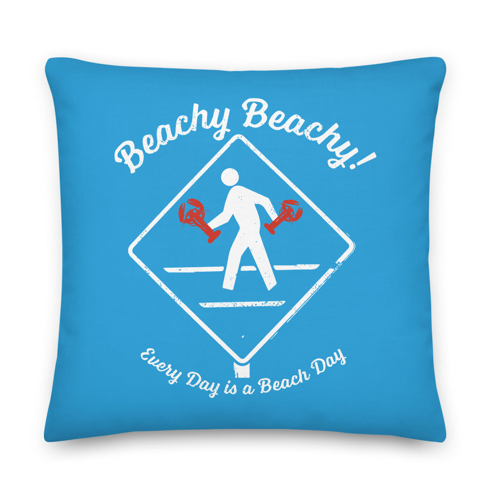 Beachy Beachy Vintage Lobsterman Crossing on Blue Pillow - 2-Sided Print