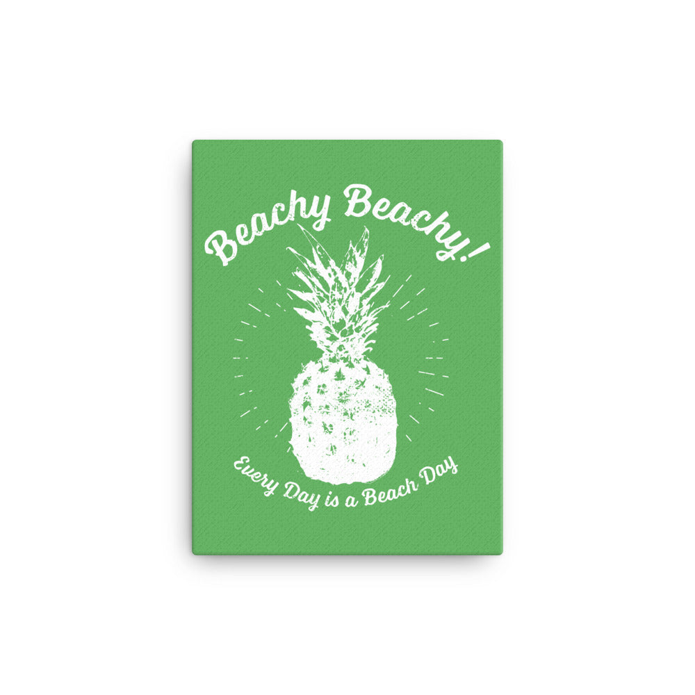 Beachy Beachy Vintage Pineapple on Green Canvas Wall Art