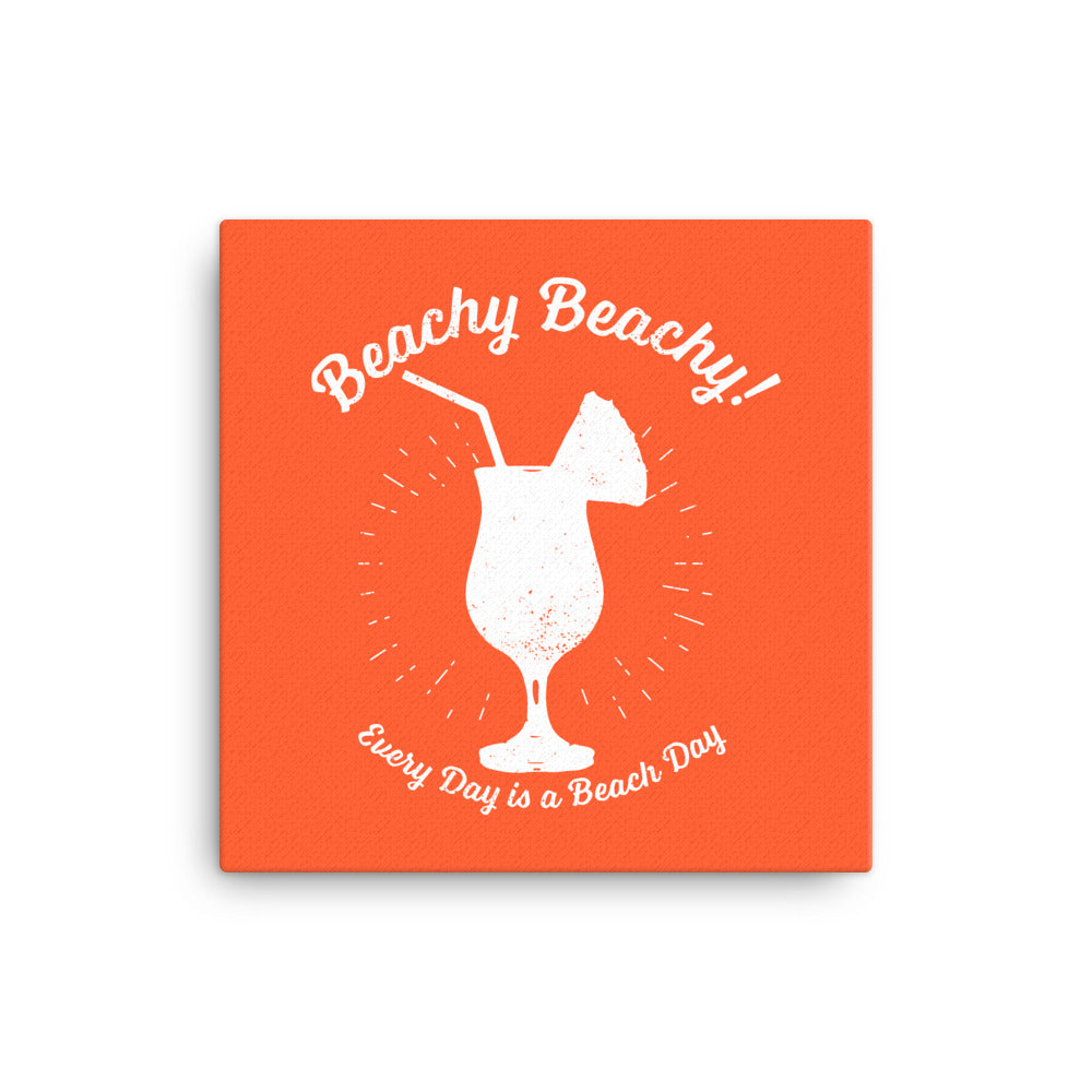 Beachy Beachy Vintage Tropical Boat Drink on Orange Canvas Wall Art