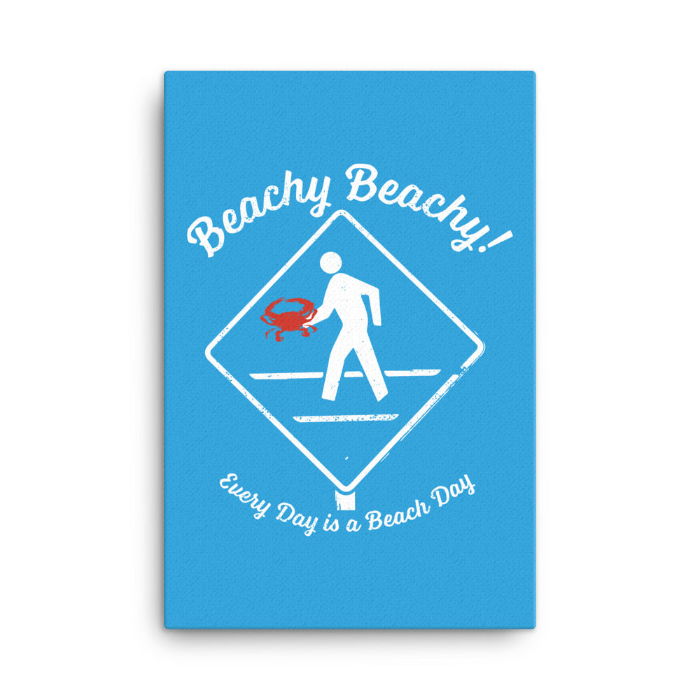 Beachy Beachy Vintage Crabber Crossing on Blue Canvas Wall Art