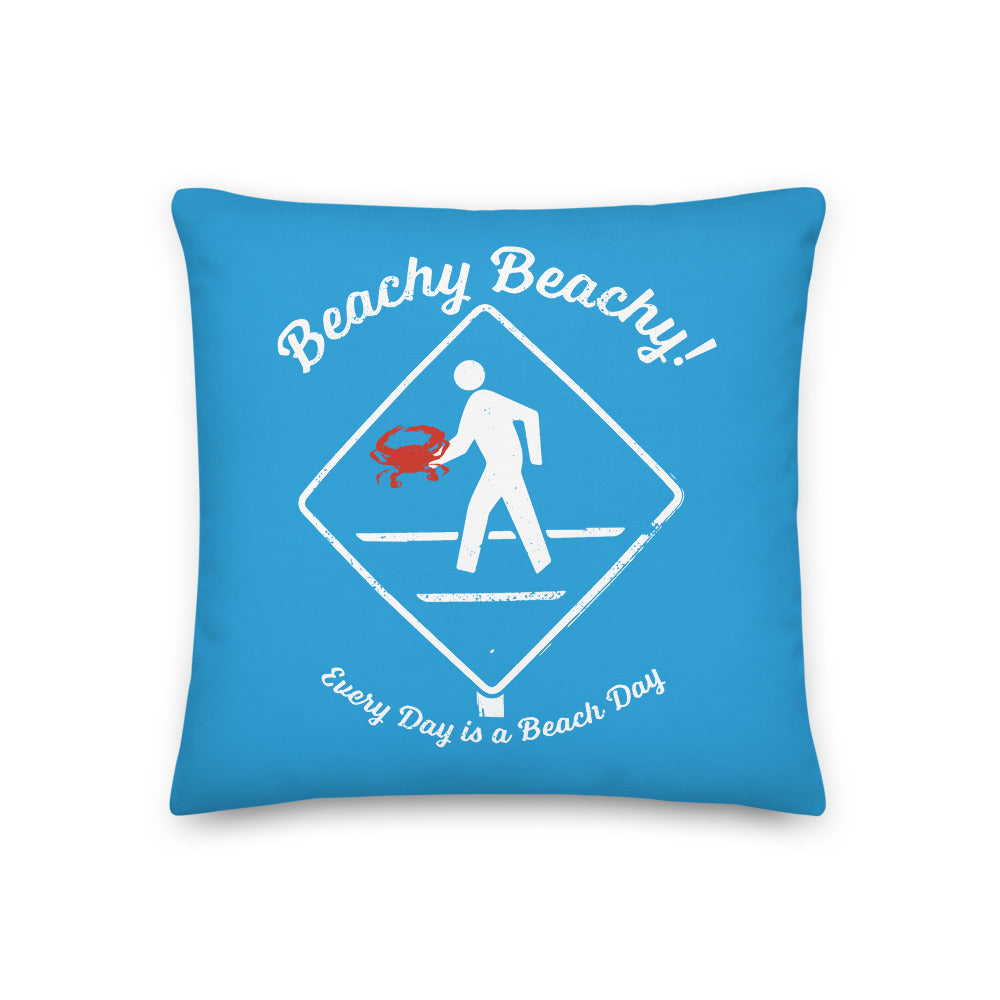 Beachy Beachy Vintage Crabber Crossing on Blue Pillow - 2-Sided Print