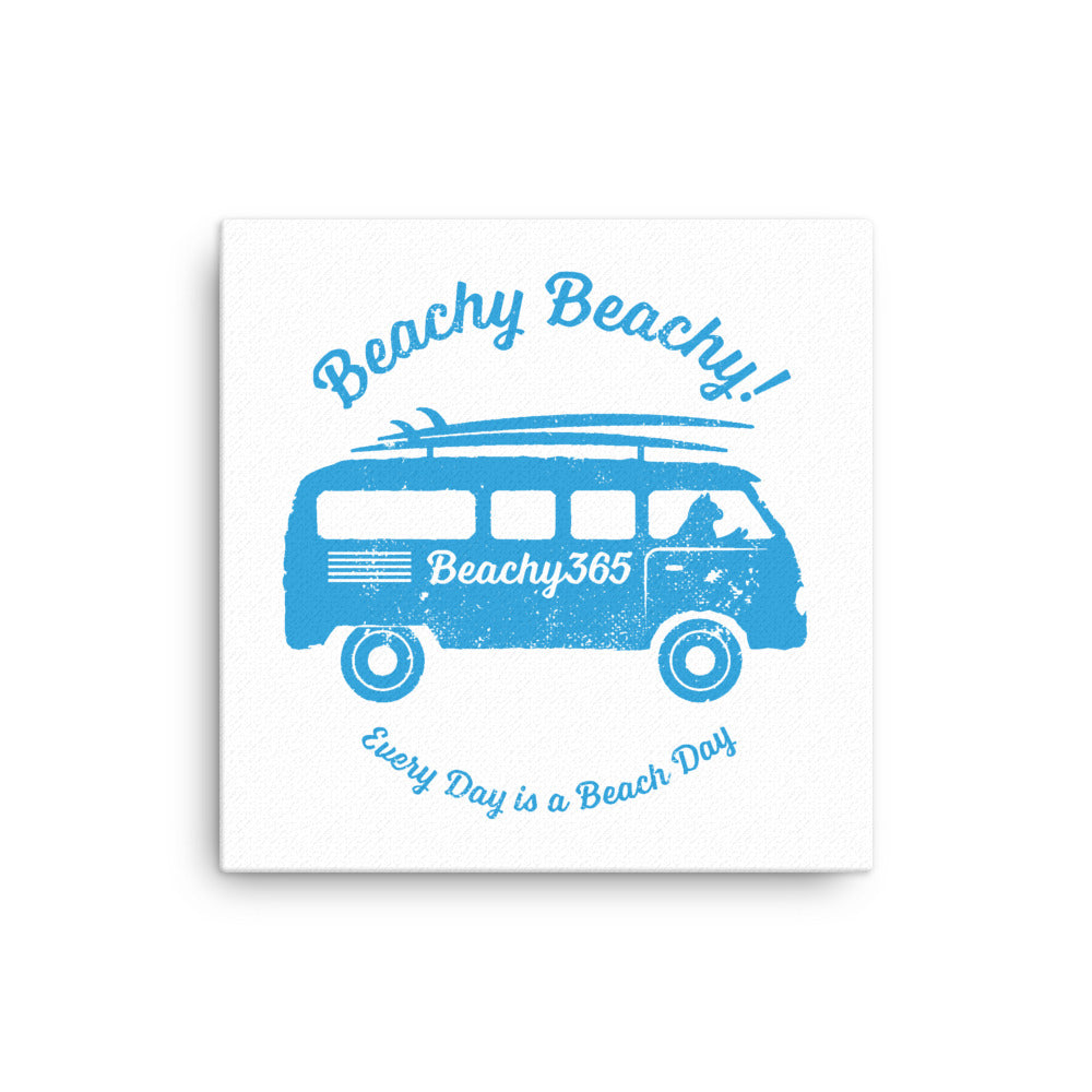 Beachy Beachy Vintage Surfbus Cat Canvas Wall Art