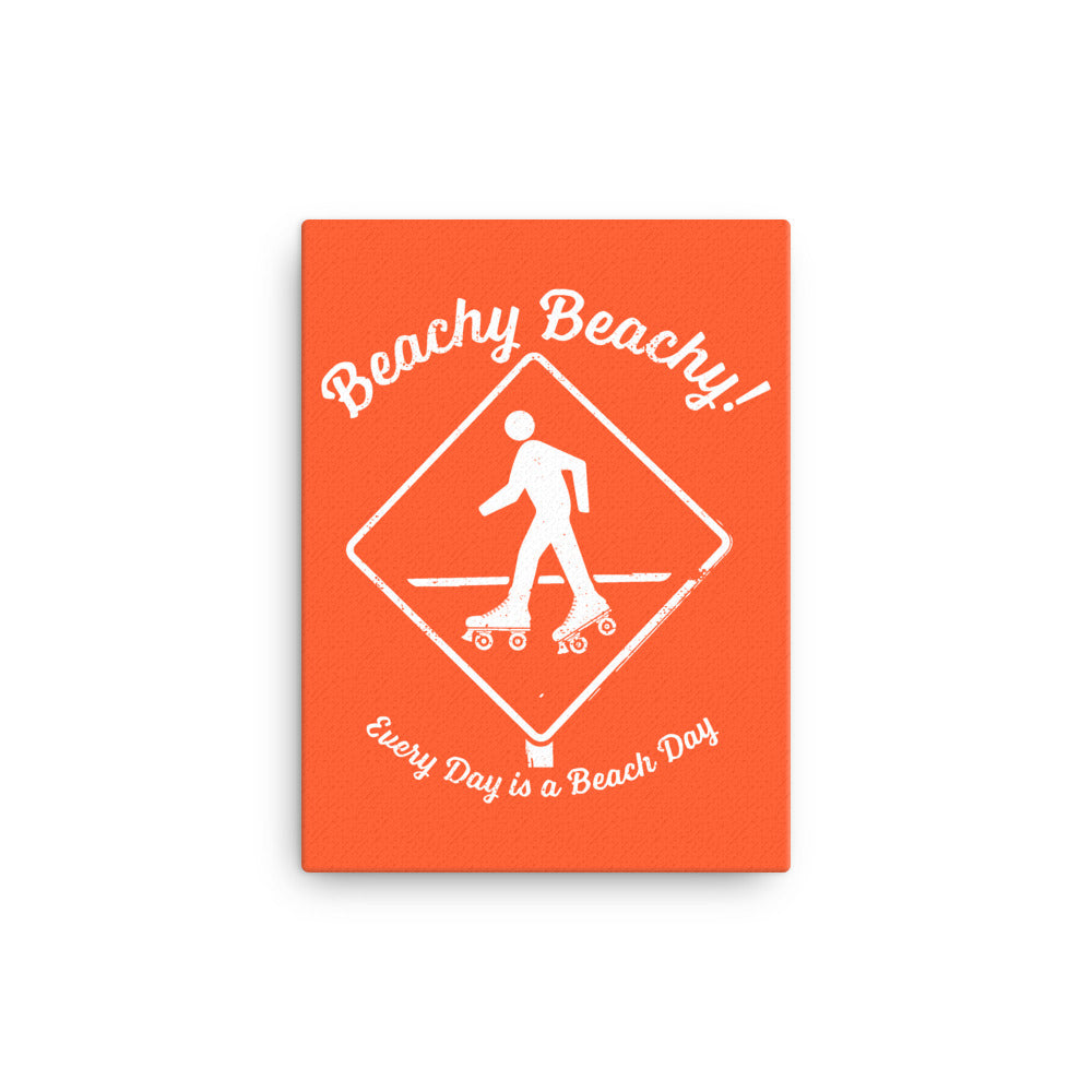 Beachy Beachy Vintage Rollerskater Crossing on Orange Canvas Wall Art