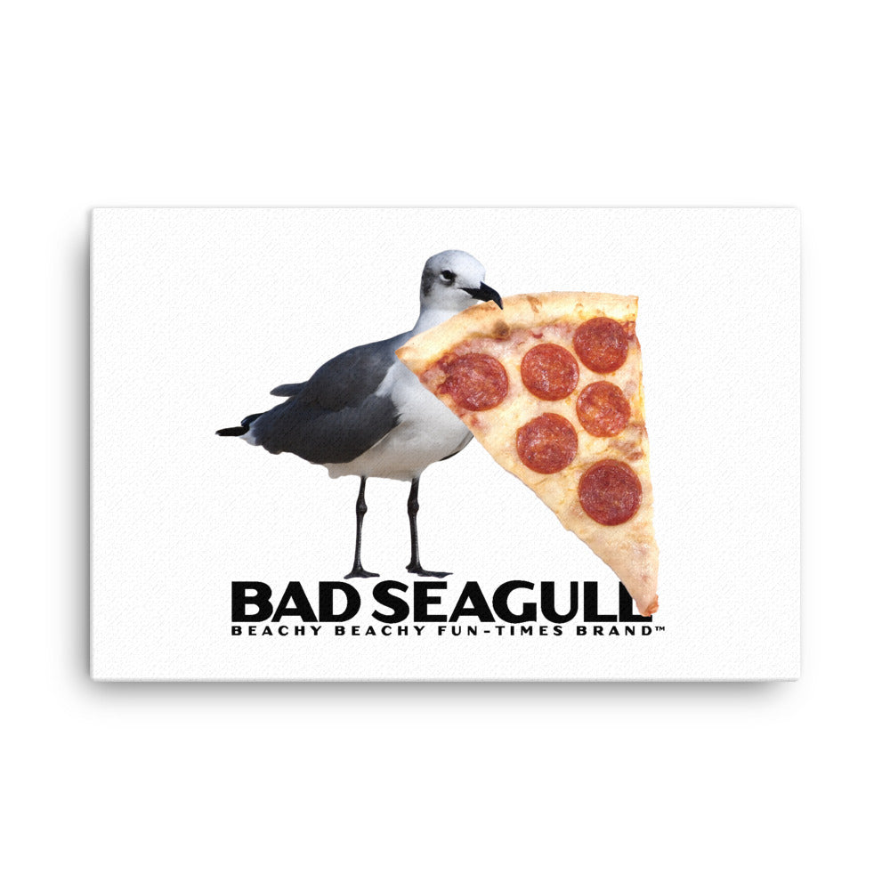 Bad Seagull Jumbo Pizza Logo Canvas Wall Art
