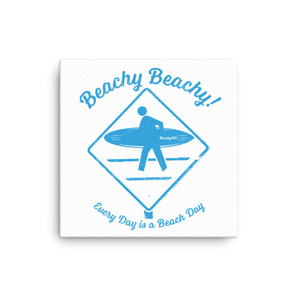 Beachy Beachy Vintage Surfer Crossing Canvas Wall Art