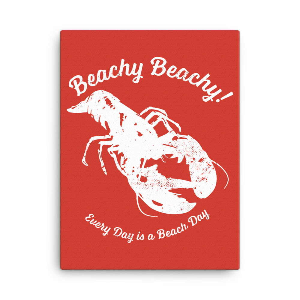 Beachy Beachy Vintage Lobster on Red Canvas Wall Art
