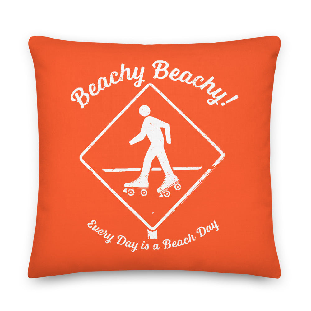 Beachy Beachy Vintage Rollerskater Crossing on Orange Pillow - 2-Sided Print