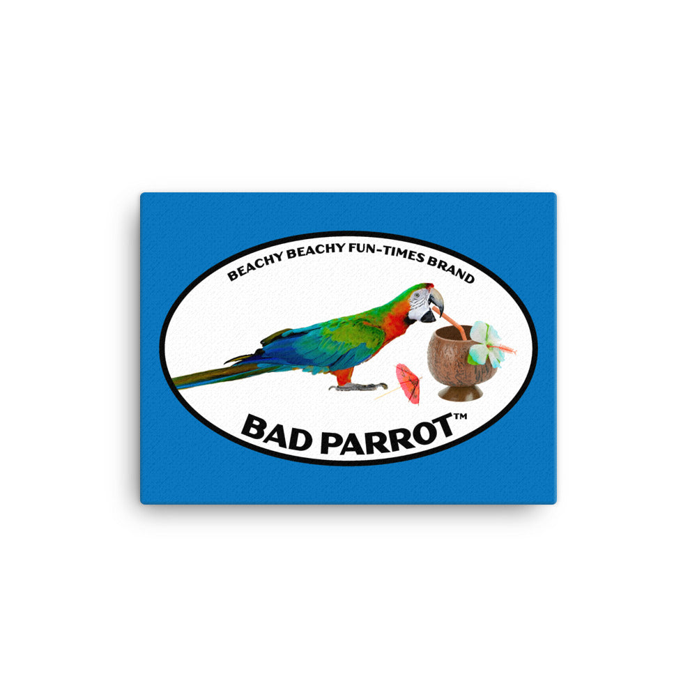 Bad Parrot with Coconut Cup Boat Drink Canvas Wall Art
