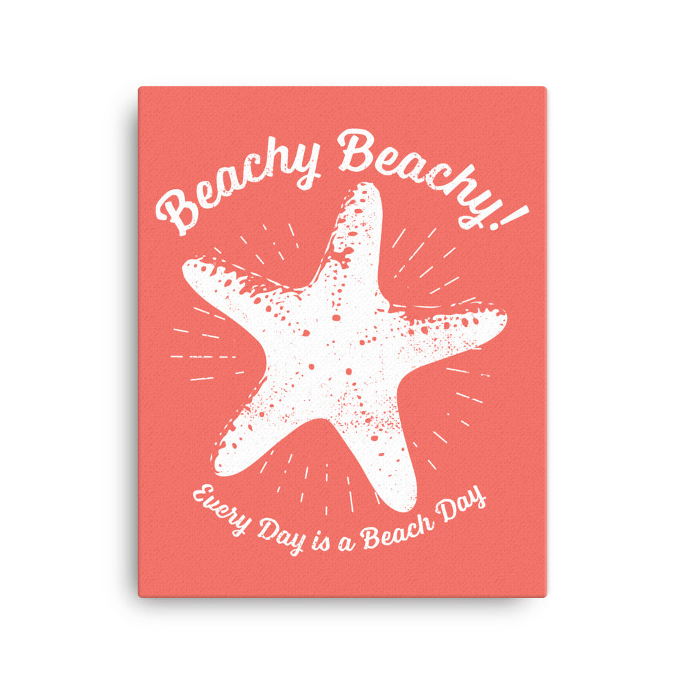 Beachy Beachy Vintage Lucky Starfish on Coral Canvas Wall Art