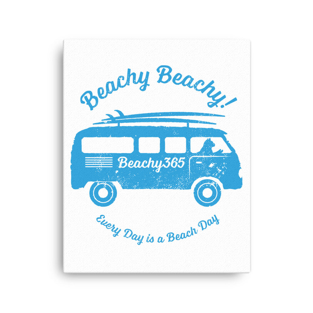 Beachy Beachy Vintage Surfbus Cat Canvas Wall Art