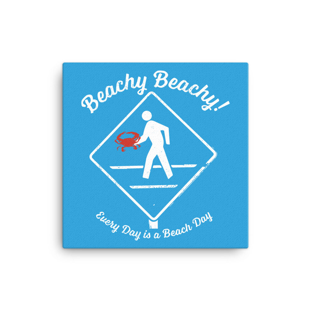 Beachy Beachy Vintage Crabber Crossing on Blue Canvas Wall Art