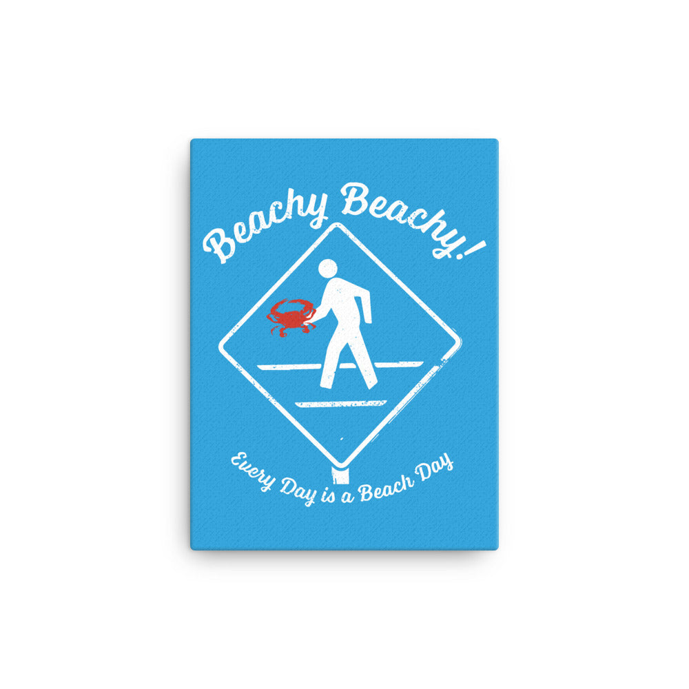 Beachy Beachy Vintage Crabber Crossing on Blue Canvas Wall Art