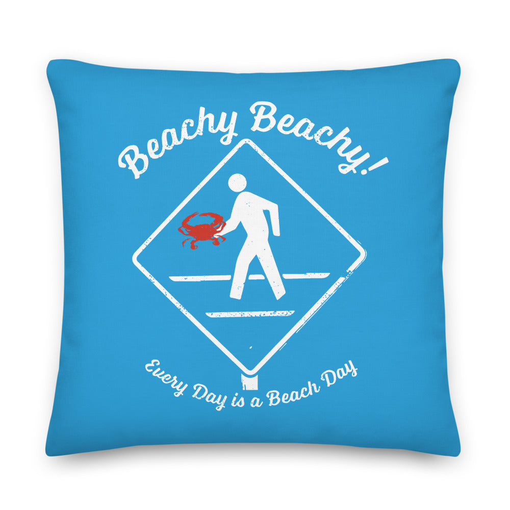 Beachy Beachy Vintage Crabber Crossing on Blue Pillow - 2-Sided Print
