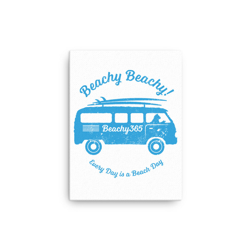 Beachy Beachy Vintage Surfbus Cat Canvas Wall Art