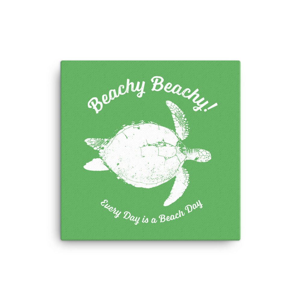 Beachy Beachy Vintage Sea Turtle on Green Canvas Wall Art